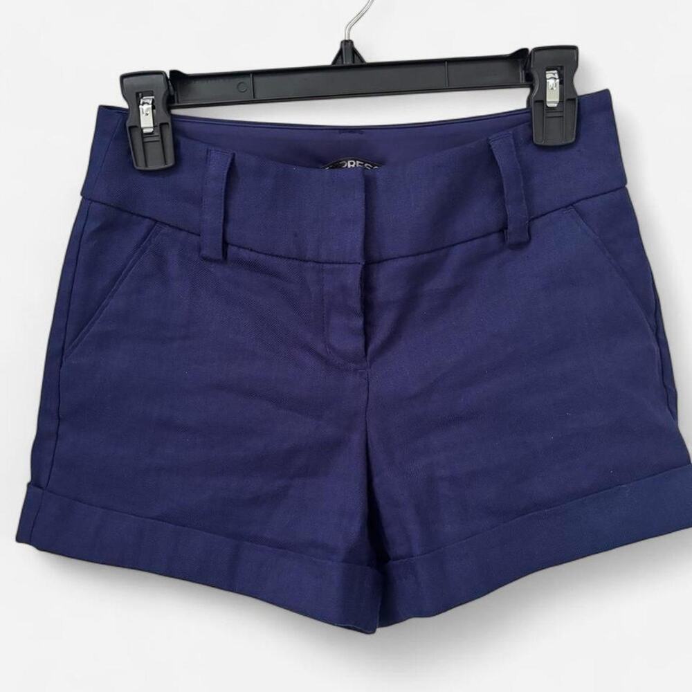 Express navy linen shorts